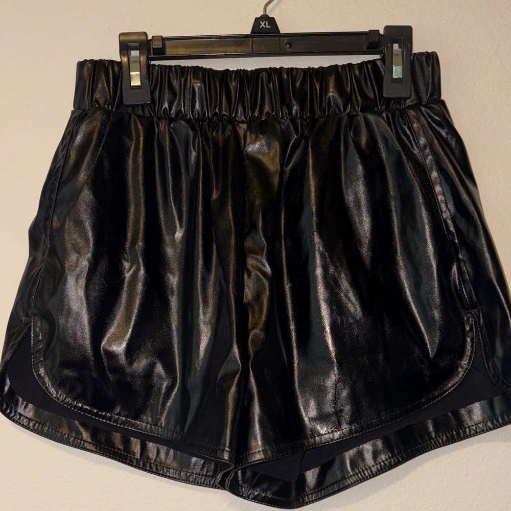 Black Women's Faux Leather Shorts